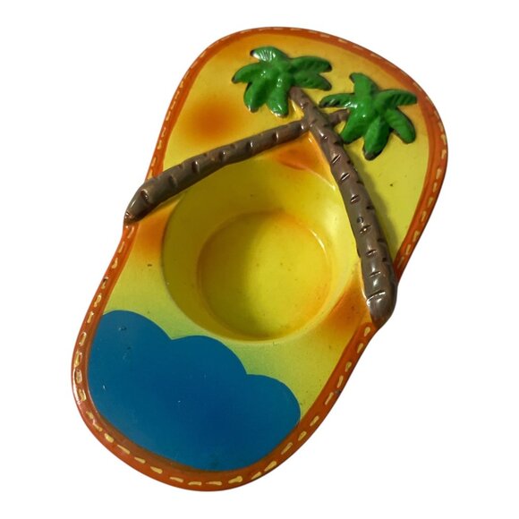 Tropical Flip Flop Palm Tree Tealight Candle Holder – Beach Theme Decor – 5x3 - Picture 1 of 4